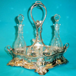 Antique Cruet Set by WMF with Original Plating and Etched...