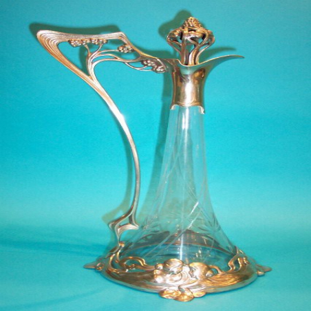 Rare Antique WMF Clear & Cut Glass Decanter