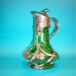 Antique French (unmarked) Decanter with Green Glass Liner