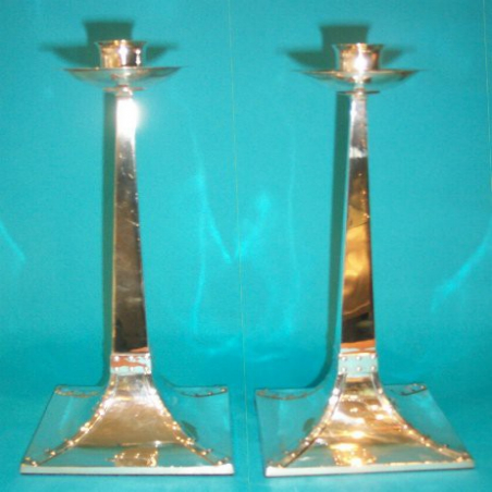 Pair of Antique James Dixon & Son Silver Candlesticks
