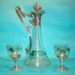 Antique WMF Wine Decanter with Six Glasses