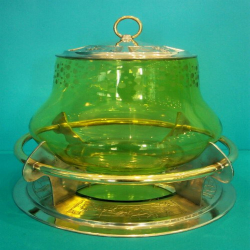 Orion Punch Bowl with Green Glass Etched Liner