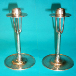 Pair of Antique Pewter Candlesticks by William Hutton