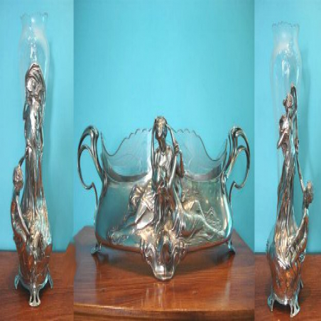 WMF Flower Set Inc. Centrepiece & Vases with Original Glass Liners