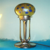 Antique Orivit Lamp with Loetz Iridescent Shade