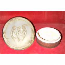 Lalique Glass Powder Box with Three Dancing Maidens