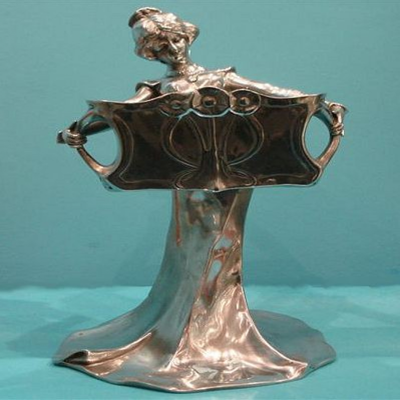 A. Piquimal French Pewter Lady with Flower Holder