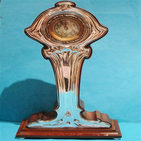 W. J. Myatt & Co Silver & Mahogany Art Nouveau Clock