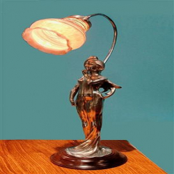 French Art Nouveau Female Figural Lamp. Circa 1900