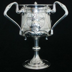Joseph Rogers & Sons Art Nouveau SIlver Three Handled Loving Cup