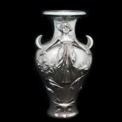 Art Nouveau Pewter Maiden Vase. Austrian. Circa 1900